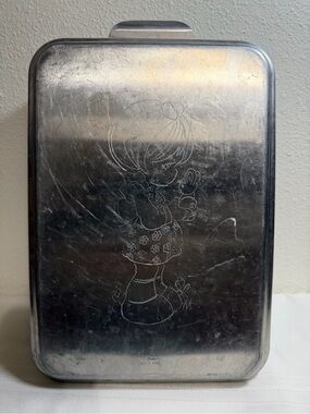 Vintage Foley Bake Cake Brownie Pan W/ Snap On Lid Aluminum Etched 13 X 9 X 2.25